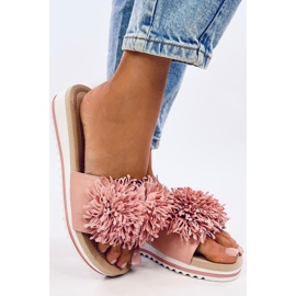 Sandalia Mules cuña flores Ragnes Rosa - Inello 1