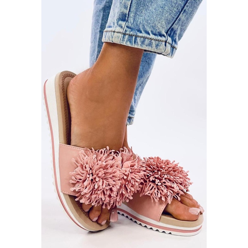 Sandalia Mules cuña flores Ragnes Rosa - Inello 1