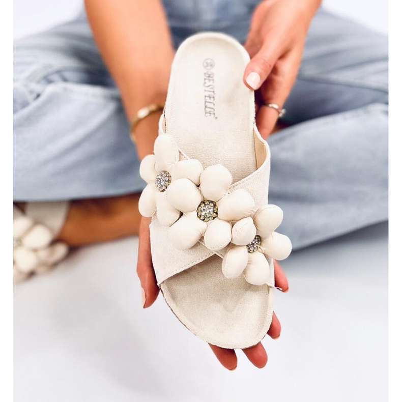 Sandalia Chanclas de corcho con cojín flores Charss Beige - Inello 1