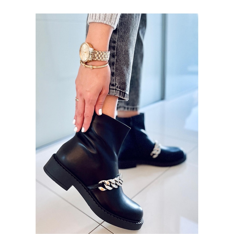 Botines de mujer con cadena Foster Negro - Inello 1