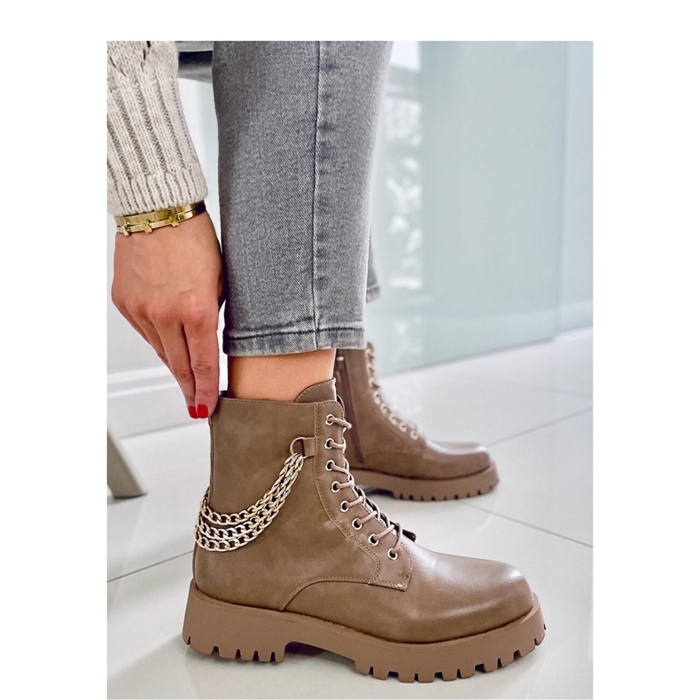 Kb9393 Botas bovver Tokyo Khaki con cadenas - Inello marrón 2