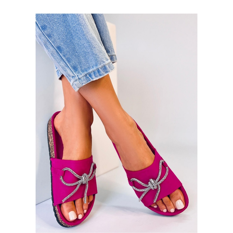 Sandalia Chanclas de corcho con circonitas Dietz Fucsia - Inello rosado 1