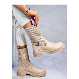 Botines Shaffer Caqui con parte superior elástica - Inello beige 2