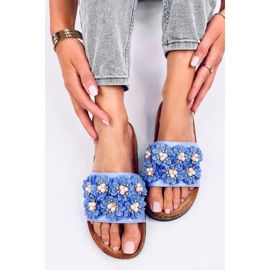 Emiles Chanclas de corcho azul con flores - Inello 1