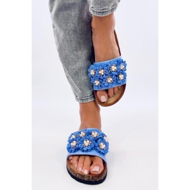 Emiles Chanclas de corcho azul con flores - Inello 3