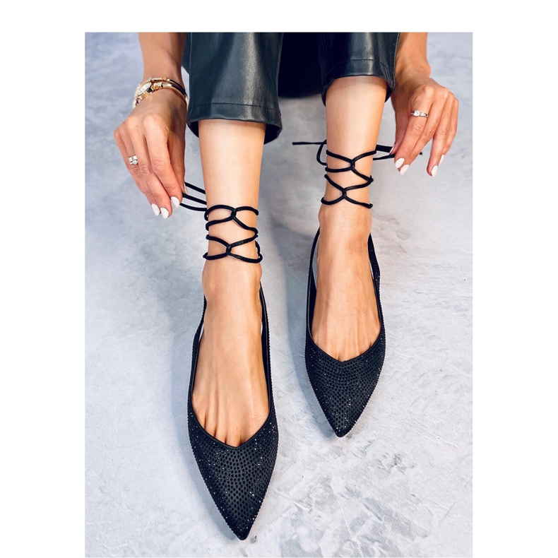 Vonda Bailarinas negras con tacón abierto de strass - Inello negro 1