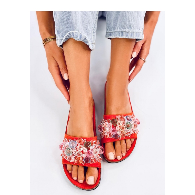 Sandalia Chanclas de corcho con piedras Maliv Naranja - Inello 1