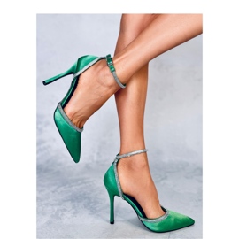 Salón stilettos Conway Green con pedrería - Inello verde 2