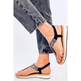 Harani Sandalias chanclas negras con circonitas - Inello negro 2