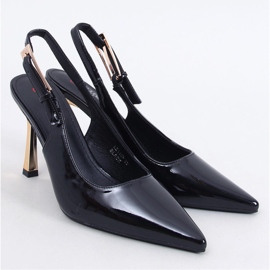 Stilettos de charol con tacón abierto Mariot Negro - Inello 4