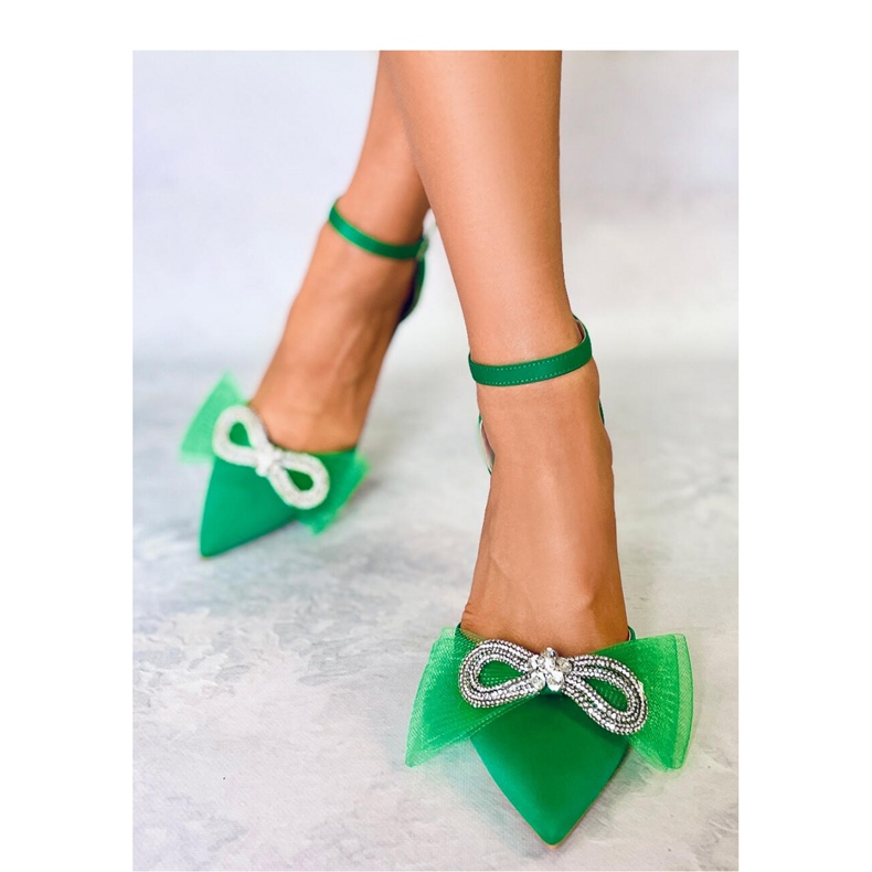 Tacones Triana Verde con lazo de tul - Inello 1
