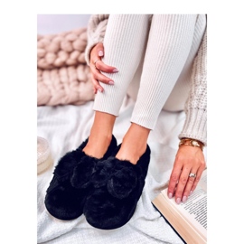 Pantuflas de pelo con lazo Emres Negro - Inello 2