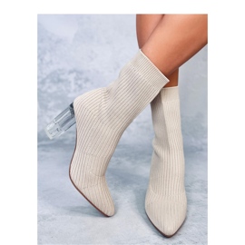 Destani Botas calcetín tacón transparente beige - Inello 1