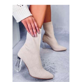 Destani Botas calcetín tacón transparente beige - Inello 2