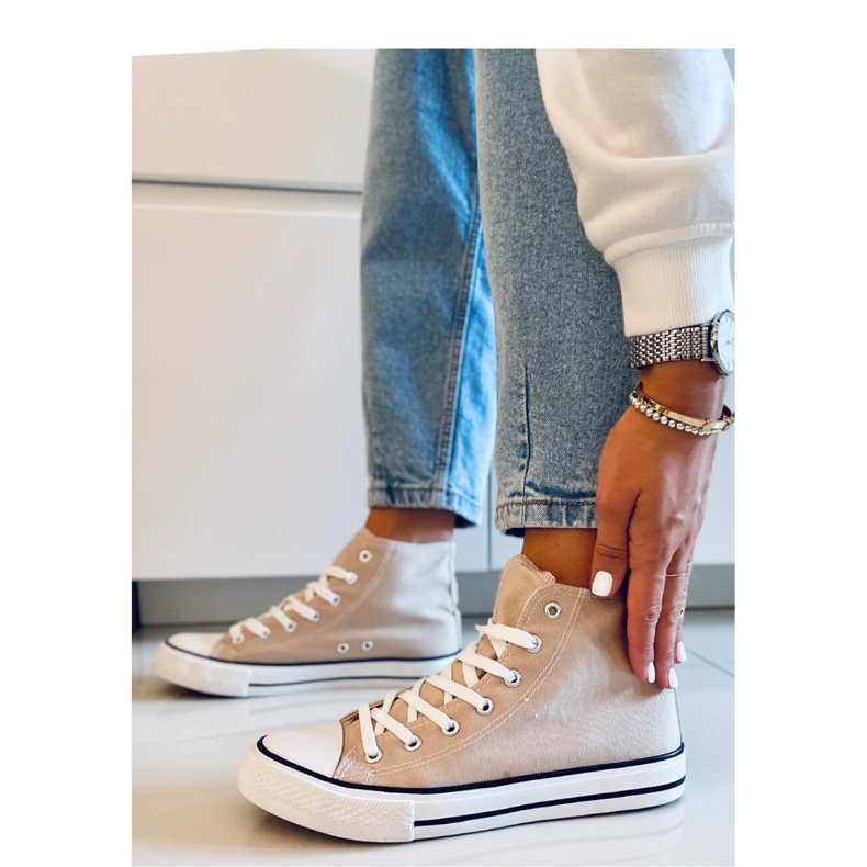 Zapatillas altas Jude de lona caqui - Inello beige 1