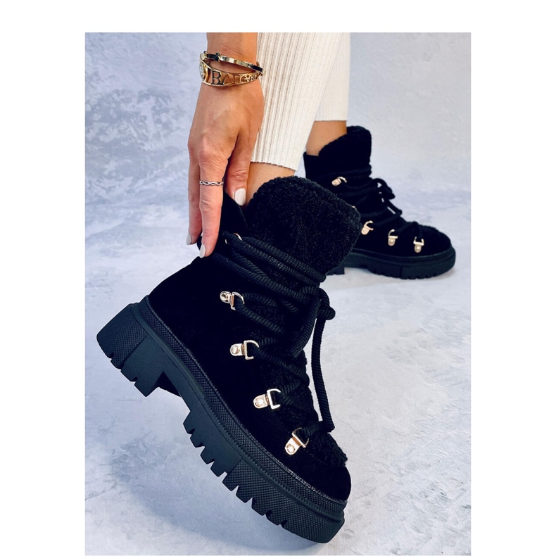 Botas de nieve de piel de oveja Shea Black - Inello negro 2