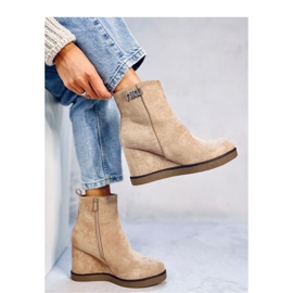 Botines cuña Rochelle caqui - Inello beige 4