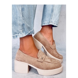 Mocasines tacón Coniff Caqui - Inello beige 1 Mocasines tacón Coniff Caqui - Inello beige 1