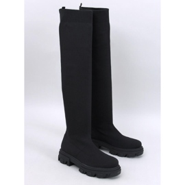 Nusses Botas negras por encima de la rodilla con parte superior flexible negro 1