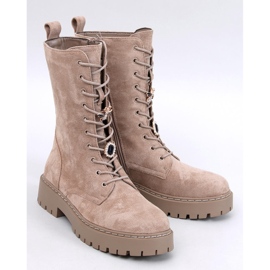 Centro CaquiBotas de ante con cordones y pajarita beige 1