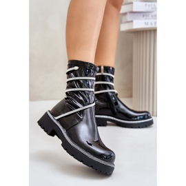 Botines mujer charol negro 1
