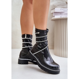 Botines mujer charol negro 2