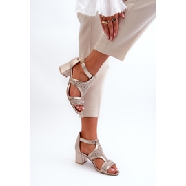 Sandalias tacón Maciejka Beige/Dorado 2