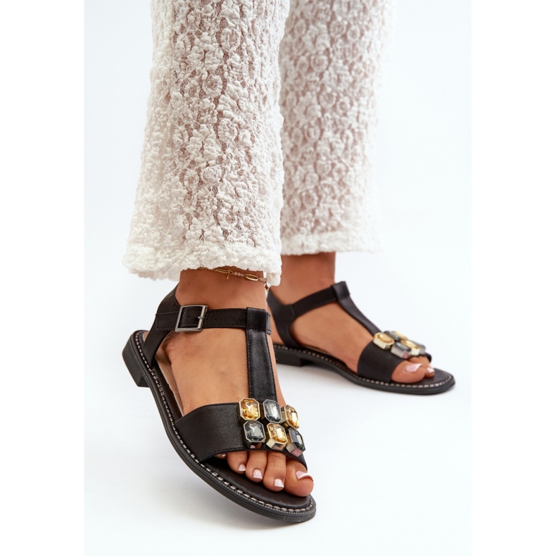 Sandalias de mujer con adorno S.Barski Negro 1