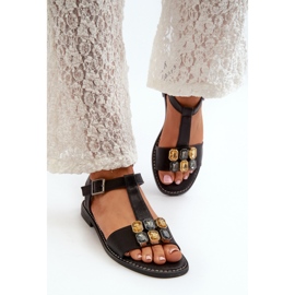 Sandalias de mujer con adorno S.Barski Negro 2