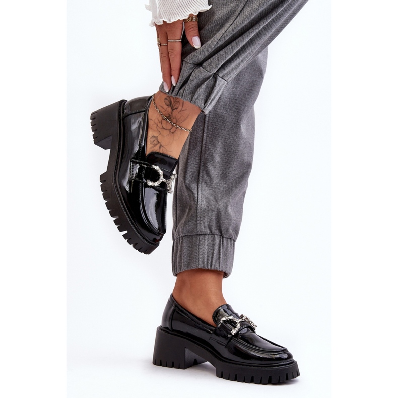 Zapatos de tacón charol negro 1