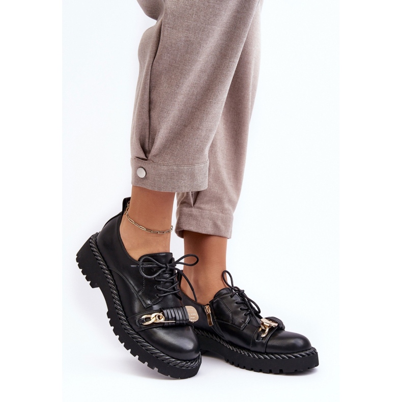 S.Barski Zapatos de plataforma negros para mujer. 1