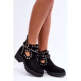 Botines clásicos de mujer con tachuelas negras. negro 1