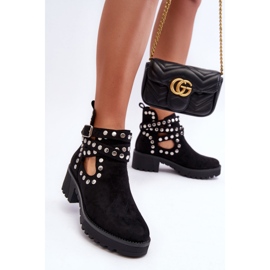 Botines clásicos de mujer con tachuelas negras. negro 2