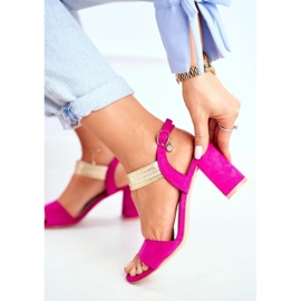 Sandalias tacón mujer Fucsia rosado 1