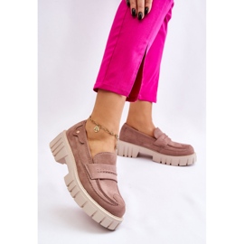 Zapatos de mujer con ribete en Marrón Claro. beige 2