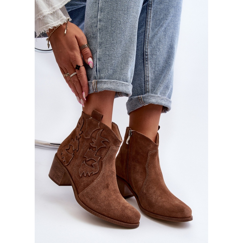 Botines tacón bajo mujer Zazoo Marrón 2