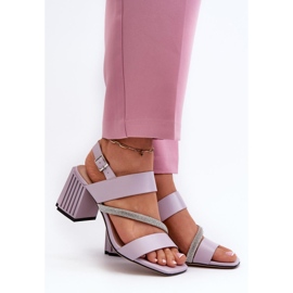 Sandalias tacón mujer violeta 1