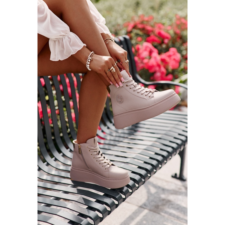 Vinceza Deportivas plataforma mujer beige 1