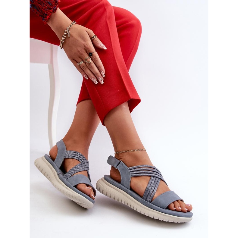 Sandalias mujer azules con velcros 1