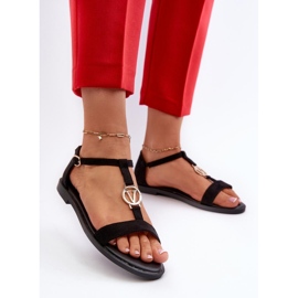 Sandalias de mujer con adorno dorado Vinceza Negro 2