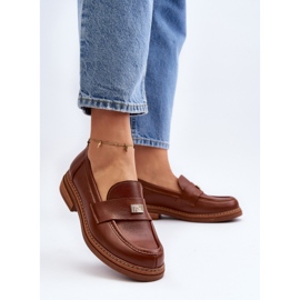 Mocasines de piel para mujer Zazoo Marrón 2