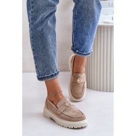 Mocasines mujer plataforma caqui beige 2