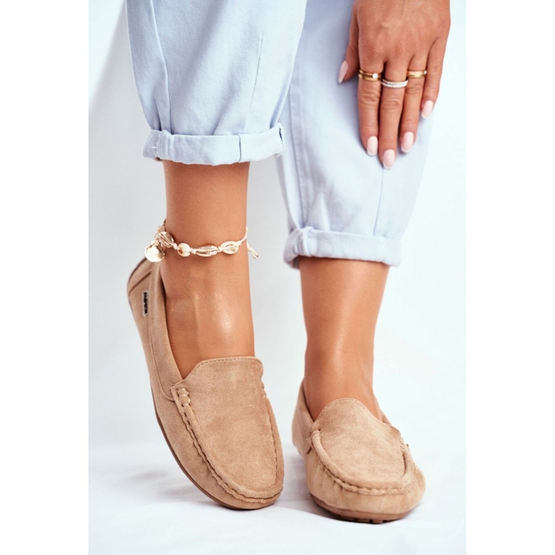 Mocasines de mujer de ante beige 1