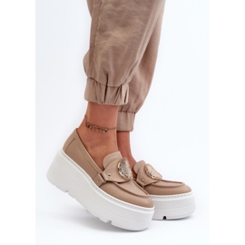 Zazoo Mocasines con plataforma masiva beige 1