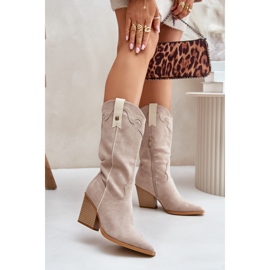 Botas cowboy beige mujer 1 Botas cowboy beige mujer 1