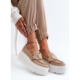 Zazoo Mocasines con plataforma masiva beige 2