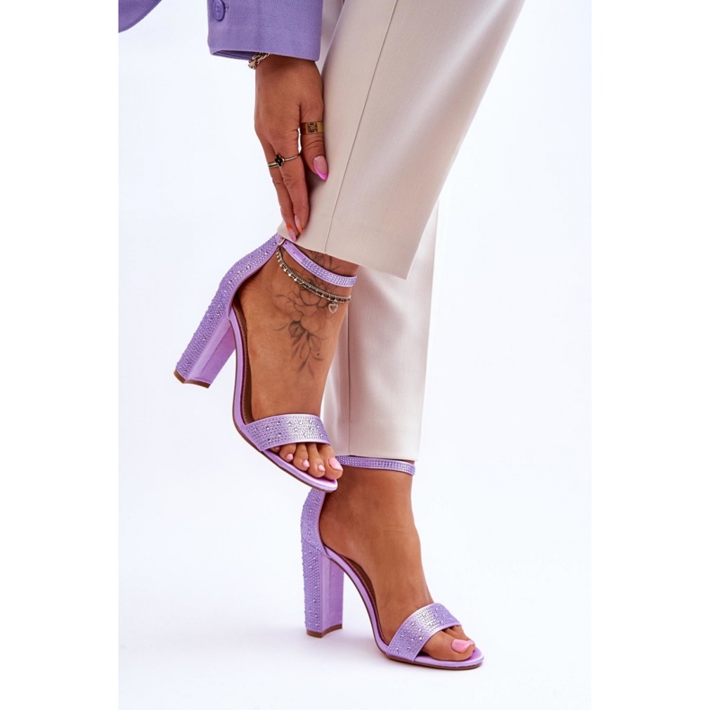 Sandalias tacón mujer violeta púrpura 1