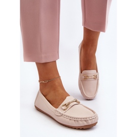 Mocasines clásicos con decoración Beige. 2