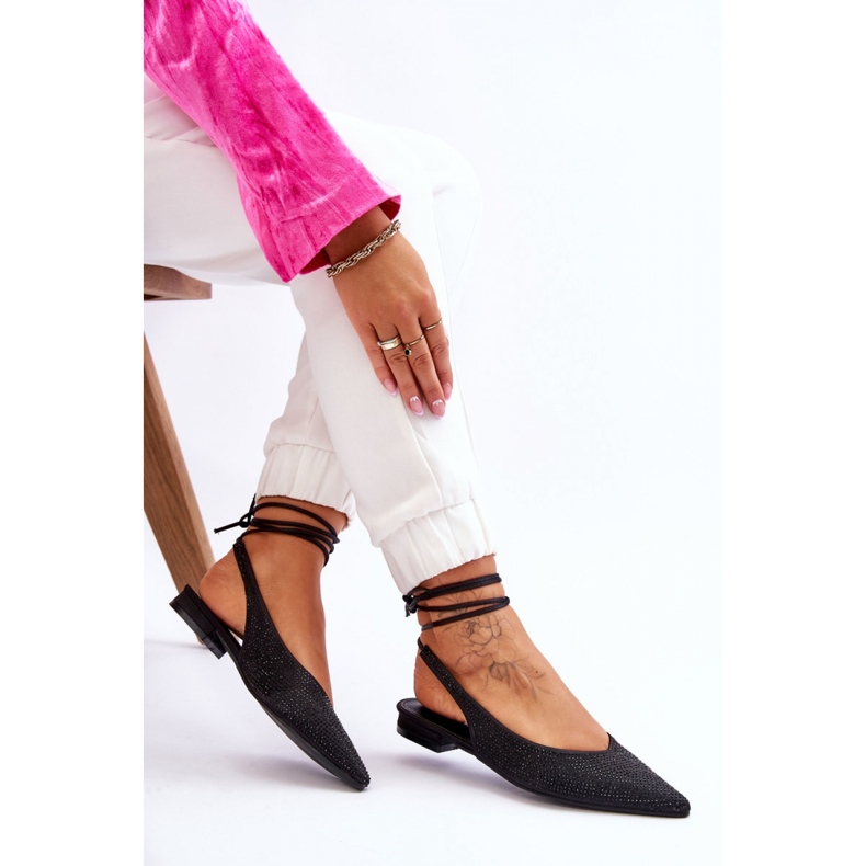 Bailarinas de mujer con tacón abierto Negro 1