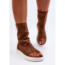 Sandalias de mujer Zazoo Ante Marrón con pala 2